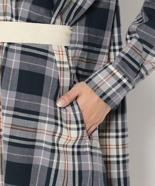 MANASTASH（マナスタッシュ）の「MANASTASH/マナスタッシュ　W-s INDIAN CHECK DRESS（ワンピース・レディース・ネイビー/ベージュ・MEDIUM）」の9枚目の写真