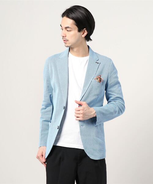 BOB(ボブ)の「BOB/ボブ/KNIT JACKET(テーラードジャケット・メンズ・サックスブルー・50/48)」の1枚目の写真