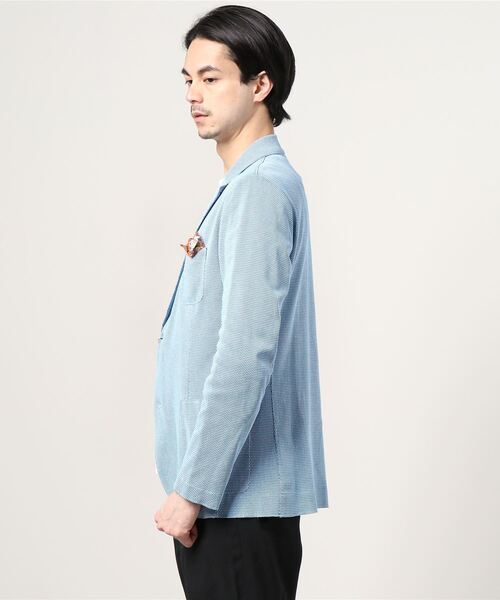 BOB(ボブ)の「BOB/ボブ/KNIT JACKET(テーラードジャケット・メンズ・サックスブルー・50/48)」の2枚目の写真