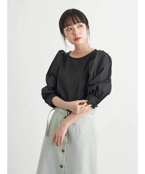 earth music&ecology（アースミュージックアンドエコロジー）の「異素材ドッキングプルオーバー ＊（Tシャツ/カットソー・レディース・ピンク/アイボリー/ブラック・FREE）」の16枚目の写真