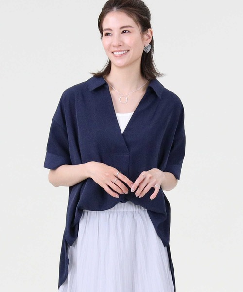 HONEYSUCKLE ROSE（ハニーサックルローズ）の「【HONEYSUCKLE ROSE】スキッパーシャツ（シャツ/ブラウス・レディース・ベージュ/ホワイト/ネイビー・M/L）」の16枚目の写真