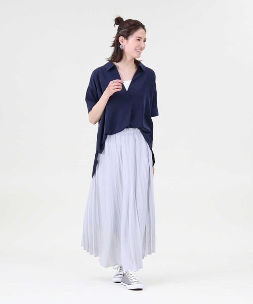 HONEYSUCKLE ROSE（ハニーサックルローズ）の「【HONEYSUCKLE ROSE】スキッパーシャツ（シャツ/ブラウス・レディース・ベージュ/ホワイト/ネイビー・M/L）」の17枚目の写真