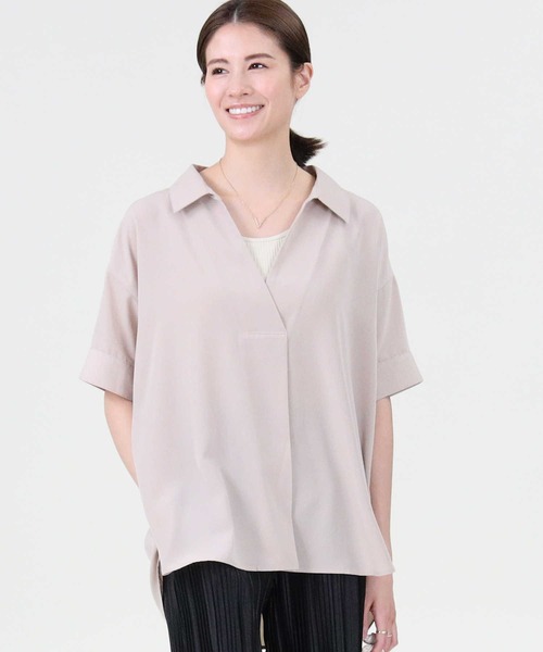 HONEYSUCKLE ROSE（ハニーサックルローズ）の「【HONEYSUCKLE ROSE】スキッパーシャツ（シャツ/ブラウス・レディース・ベージュ/ホワイト/ネイビー・M/L）」の11枚目の写真