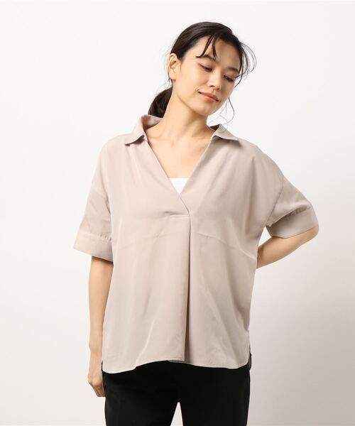 HONEYSUCKLE ROSE（ハニーサックルローズ）の「【HONEYSUCKLE ROSE】スキッパーシャツ（シャツ/ブラウス・レディース・ベージュ/ホワイト/ネイビー・M/L）」の15枚目の写真