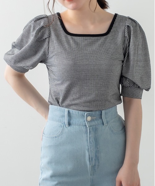 OLIVE des OLIVE（オリーブデオリーブ）の「配色パイピングテレコプルオーバー（Tシャツ/カットソー・レディース・オフホワイト/ブラウン/ブラック系その他/ベージュ・FREE）」の3枚目の写真