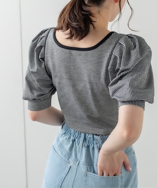 OLIVE des OLIVE（オリーブデオリーブ）の「配色パイピングテレコプルオーバー（Tシャツ/カットソー・レディース・オフホワイト/ブラウン/ブラック系その他/ベージュ・FREE）」の9枚目の写真