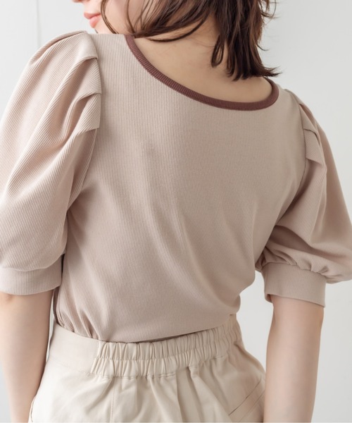 OLIVE des OLIVE（オリーブデオリーブ）の「配色パイピングテレコプルオーバー（Tシャツ/カットソー・レディース・オフホワイト/ブラウン/ブラック系その他/ベージュ・FREE）」の11枚目の写真