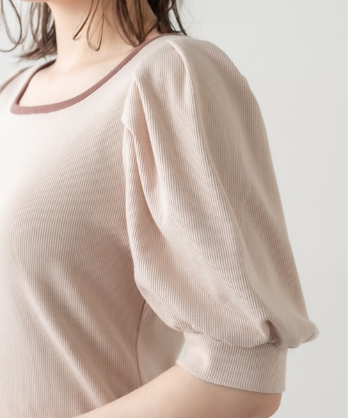 OLIVE des OLIVE（オリーブデオリーブ）の「配色パイピングテレコプルオーバー（Tシャツ/カットソー・レディース・オフホワイト/ブラウン/ブラック系その他/ベージュ・FREE）」の8枚目の写真