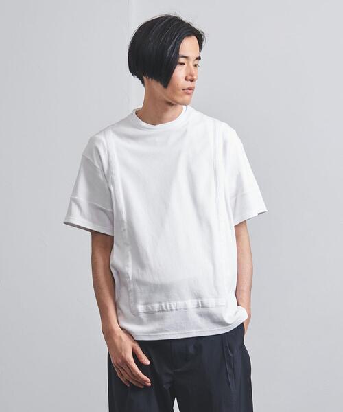 EN ROUTE(アンルート)の「<EN ROUTE(アンルート)> コットン ブロックパターン テープ クルーネック(Tシャツ/カットソー・メンズ・ホワイト/その他1・1/2/3)」の1枚目の写真