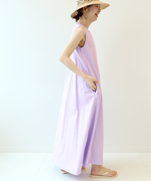 Simplicite（サンプリシテ）の「リネンノースリワンピース◆（ワンピース・レディース・ベージュ/パープル/ネイビー・FREE）」の3枚目の写真