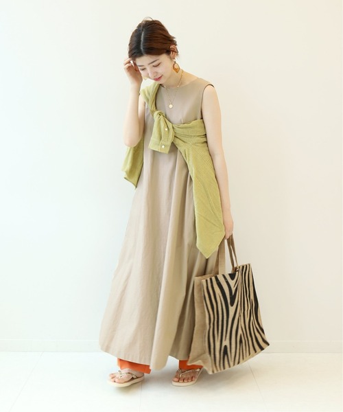 Simplicite（サンプリシテ）の「リネンノースリワンピース◆（ワンピース・レディース・ベージュ/パープル/ネイビー・FREE）」の8枚目の写真