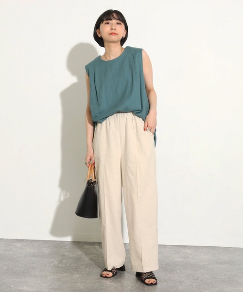 Factor=（ファクターイコール）の「麻混センターシームパンツ（その他パンツ・レディース・レッド/オフホワイト・FREE）」の3枚目の写真