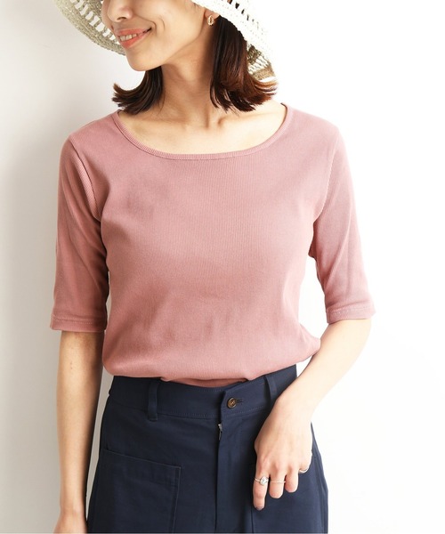 SLOBE IENA(スローブイエナ)の「リブバレエネックプルオーバー【手洗い可能】◆(Tシャツ/カットソー・レディース・ブラック/ピンク/グリーン/アイボリー・FREE)」の4枚目の写真