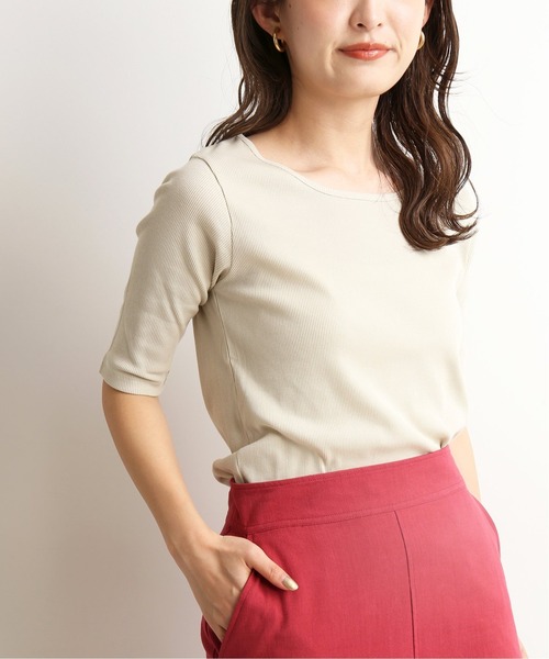 SLOBE IENA(スローブイエナ)の「リブバレエネックプルオーバー【手洗い可能】◆(Tシャツ/カットソー・レディース・ブラック/ピンク/グリーン/アイボリー・FREE)」の2枚目の写真