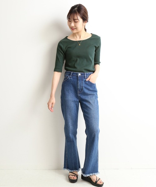SLOBE IENA(スローブイエナ)の「リブバレエネックプルオーバー【手洗い可能】◆(Tシャツ/カットソー・レディース・ブラック/ピンク/グリーン/アイボリー・FREE)」の9枚目の写真