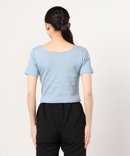 WEGO（ウィゴー）の「WEGO/2WAYレースアップスクエアリブTシャツ（Tシャツ/カットソー・レディース・ホワイト系その他5/サックスブルー・FREE）」の4枚目の写真