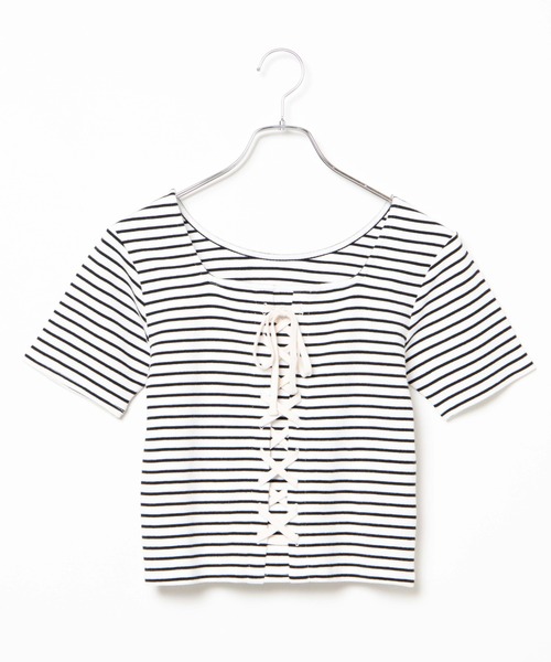 WEGO（ウィゴー）の「WEGO/2WAYレースアップスクエアリブTシャツ（Tシャツ/カットソー・レディース・ホワイト系その他5/サックスブルー・FREE）」の14枚目の写真