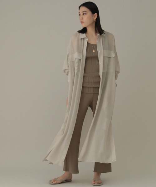 Chaos カオス ナチュールドライシャツワンピース 羽織り シアーシャツ 黒 Chaos カオス ナチュールドライシャツワンピース 羽織り シアー