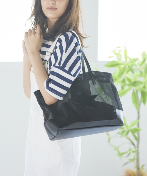 LIPSTAR（リップスター）の「≪CONTROL FREAK/コントロールフリーク≫スターパッチメッシュトートバッグ（トートバッグ・レディース・ブラック/グレー・FREE）」の2枚目の写真