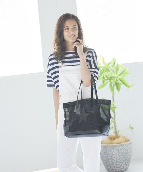 LIPSTAR（リップスター）の「≪CONTROL FREAK/コントロールフリーク≫スターパッチメッシュトートバッグ（トートバッグ・レディース・ブラック/グレー・FREE）」の3枚目の写真