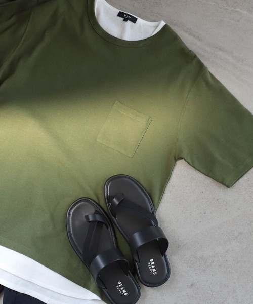 BEAMS HEART（ビームスハート）の「BEAMS HEART / フェイクレイヤード Tシャツ(ユニセックス)（Tシャツ/カットソー）」｜オリーブ