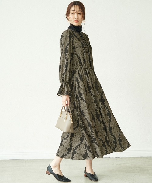 ROPE' PICNIC(ロペピクニック)の「サスティナブルプリント配色ワンピース(ワンピース・レディース・ブラック/オフホワイト/キャメル/ブラウン系その他2・38)」の16枚目の写真