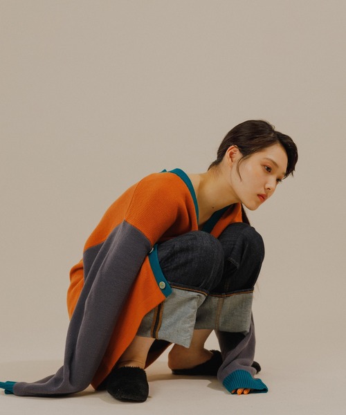 ADAM ET ROPE'(アダムエロペ)の「【LOGAN/ローガン別注】Color Block Cardigan(カーディガン/ボレロ・メンズ・オレンジ系その他3/ベージュ・L/M)」の22枚目の写真