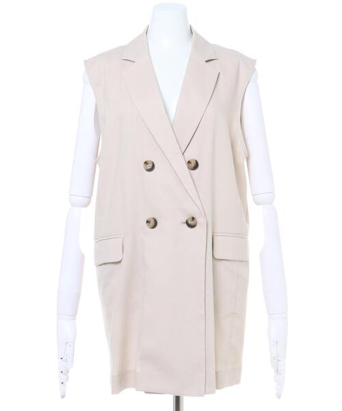 MLI'A（エムリア）の「麻ノースリ／ジレ（テーラードジャケット・レディース・ブラック/ブラウン/ライトベージュ・M）」の4枚目の写真