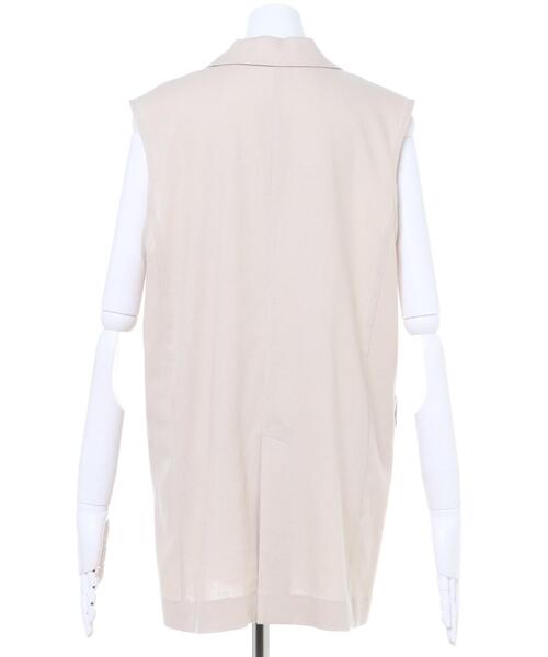 MLI'A（エムリア）の「麻ノースリ／ジレ（テーラードジャケット・レディース・ブラック/ブラウン/ライトベージュ・M）」の6枚目の写真