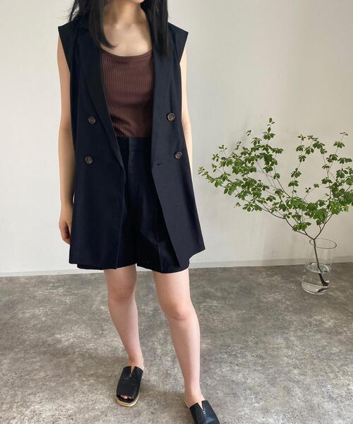 MLI'A（エムリア）の「麻ノースリ／ジレ（テーラードジャケット・レディース・ブラック/ブラウン/ライトベージュ・M）」の8枚目の写真