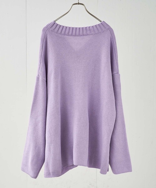 ADAMASTE（アダマスト）の「スーパーオーバーサイズVネックニット（ニット/セーター・メンズ・ベージュ/ラベンダー・SMALL/MEDIUM/LARGE）」の18枚目の写真