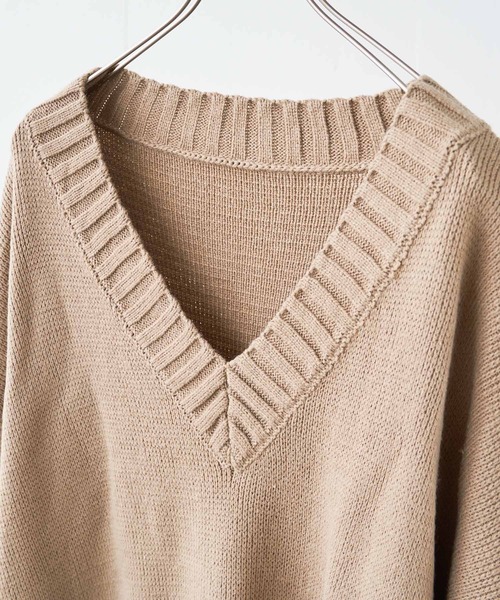 ADAMASTE（アダマスト）の「スーパーオーバーサイズVネックニット（ニット/セーター・メンズ・ベージュ/ラベンダー・SMALL/MEDIUM/LARGE）」の20枚目の写真
