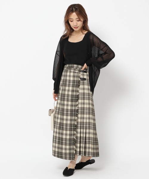 mysty woman（ミスティウーマン）の「タータンチェックラップスカート 216828（スカート・レディース・ブラック/ベージュ/アイボリー・FREE）」の9枚目の写真