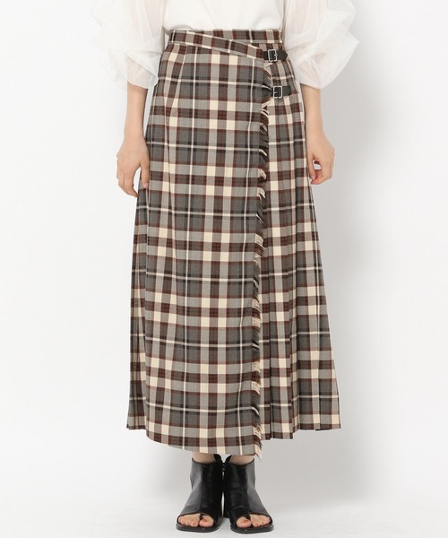 mysty woman（ミスティウーマン）の「タータンチェックラップスカート 216828（スカート・レディース・ブラック/ベージュ/アイボリー・FREE）」の6枚目の写真