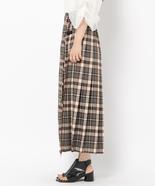 mysty woman（ミスティウーマン）の「タータンチェックラップスカート 216828（スカート・レディース・ブラック/ベージュ/アイボリー・FREE）」の8枚目の写真