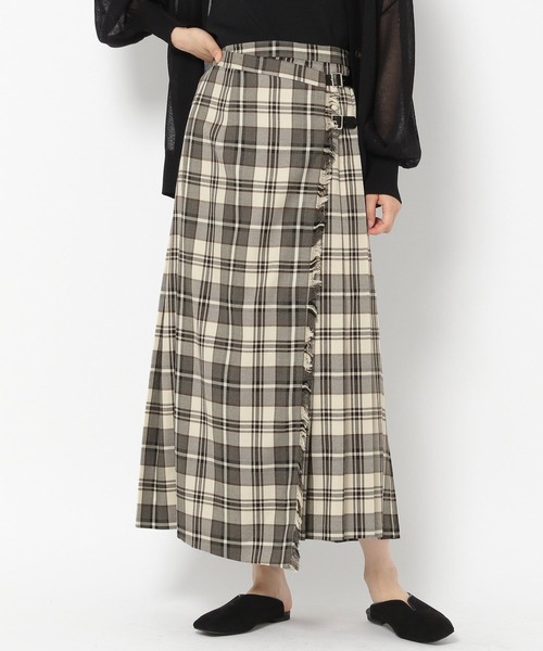 mysty woman（ミスティウーマン）の「タータンチェックラップスカート 216828（スカート・レディース・ブラック/ベージュ/アイボリー・FREE）」の19枚目の写真