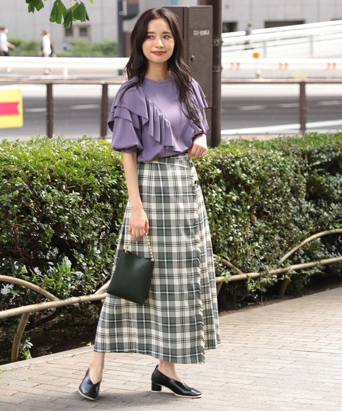 mysty woman（ミスティウーマン）の「タータンチェックラップスカート 216828（スカート・レディース・ブラック/ベージュ/アイボリー・FREE）」の16枚目の写真