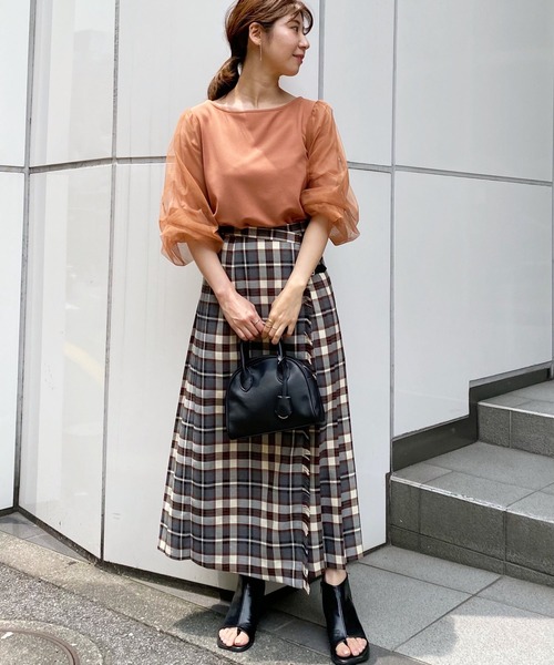 mysty woman（ミスティウーマン）の「タータンチェックラップスカート 216828（スカート・レディース・ブラック/ベージュ/アイボリー・FREE）」の17枚目の写真