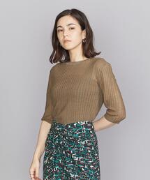 BEAUTY&YOUTH UNITED ARROWS | BY メランジクルーネック5分袖 ニット -ウォッシャブル-(ニット/セーター)