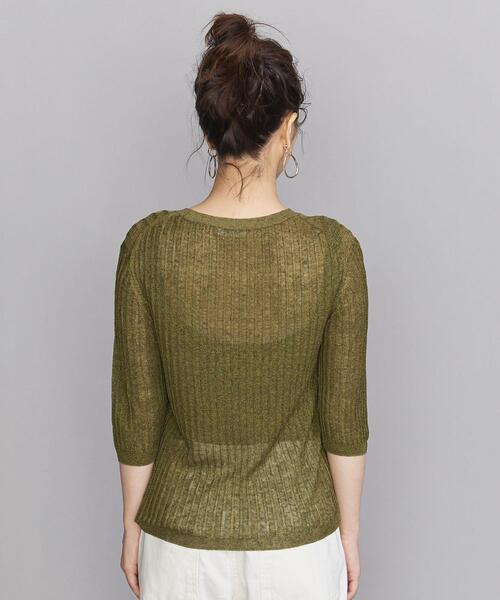 BEAUTY&YOUTH UNITED ARROWS（ビューティーアンドユースユナイテッドアローズ）の「BY メランジクルーネック5分袖 ニット -ウォッシャブル-◆（ニット/セーター・レディース・ライトブルー/ブラウン/ケリー・FREE）」の9枚目の写真