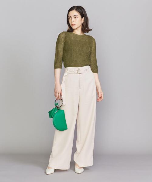 BEAUTY&YOUTH UNITED ARROWS（ビューティーアンドユースユナイテッドアローズ）の「BY メランジクルーネック5分袖 ニット -ウォッシャブル-◆（ニット/セーター・レディース・ライトブルー/ブラウン/ケリー・FREE）」の10枚目の写真