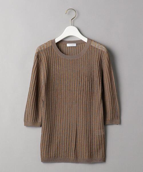 BEAUTY&YOUTH UNITED ARROWS（ビューティーアンドユースユナイテッドアローズ）の「BY メランジクルーネック5分袖 ニット -ウォッシャブル-◆（ニット/セーター・レディース・ライトブルー/ブラウン/ケリー・FREE）」の18枚目の写真