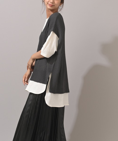 rps（アールピーエス）の「変わり編みＢＩＧベスト（ベスト・レディース・ベージュ/チャコールグレー・M）」の19枚目の写真