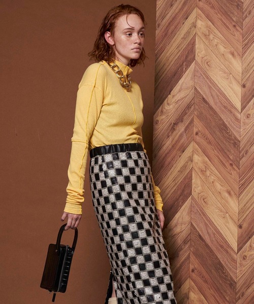 MAISON SPECIAL(メゾンスペシャル)の「コットンガーゼテレコハイネックトップ【MAISON SPECIAL/メゾンスペシャル】(Tシャツ/カットソー・レディース・ホワイト/ブラック/イエロー/オレンジ/グリーン・FREE)」の6枚目の写真