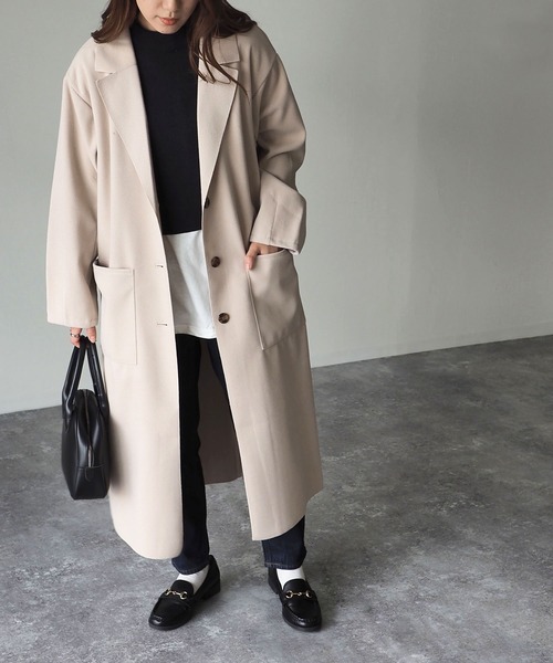 Riberry（リベリー）の「ダブルフェイスチェスターコート（チェスターコート・レディース・ブラック/アイボリー/モカ・MEDIUM）」の16枚目の写真