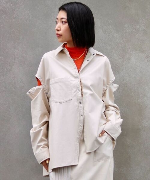 AULA AILA（アウラアイラ）の「【別注】AULA AILA/アウラアイラ/フェイクレザーシャツ（シャツ/ブラウス・レディース・アイボリー・0）」の11枚目の写真