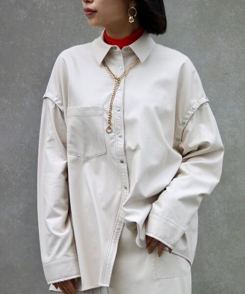 AULA AILA（アウラアイラ）の「【別注】AULA AILA/アウラアイラ/フェイクレザーシャツ（シャツ/ブラウス・レディース・アイボリー・0）」の15枚目の写真