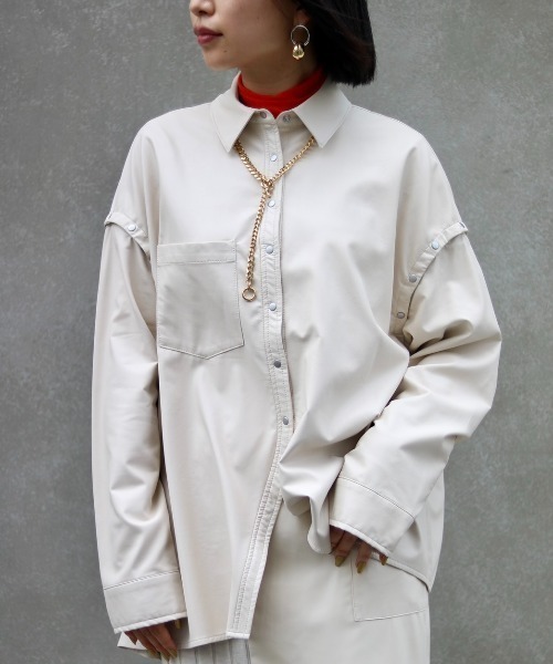 AULA AILA（アウラアイラ）の「【別注】AULA AILA/アウラアイラ/フェイクレザーシャツ（シャツ/ブラウス・レディース・アイボリー・0）」の8枚目の写真