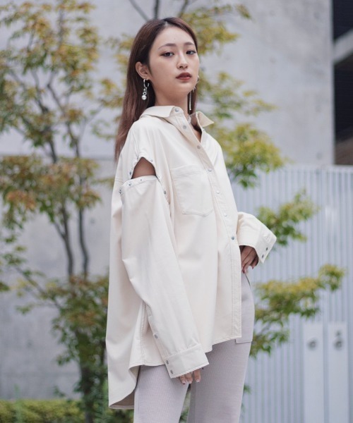 AULA AILA（アウラアイラ）の「【別注】AULA AILA/アウラアイラ/フェイクレザーシャツ（シャツ/ブラウス・レディース・アイボリー・0）」の22枚目の写真