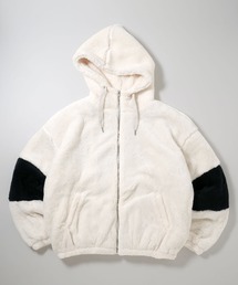 ビッグシルエット もこもこボアフードブルゾン